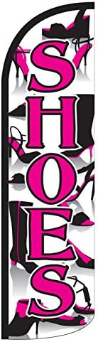 Shoes Stay-Open Windless Feather Swooper Flag Banner Kit: 14' Fusion Pole Set, Safety Orange Stake