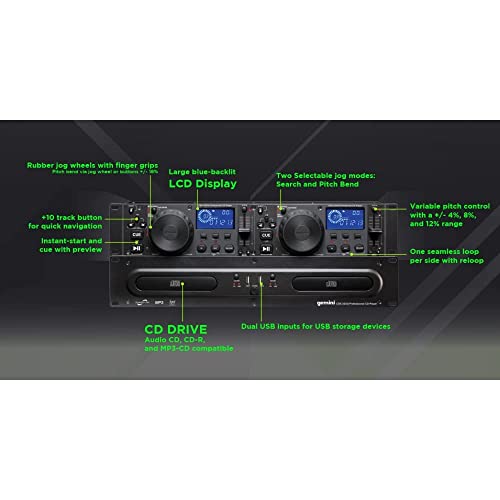 Gemini Sound CDX2250i Dual Rack Mountable Professional Audio Pitch