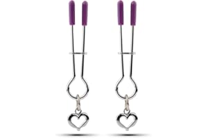 Nipple Clip for Pressure Metal Love Pendant, Nipple Clamps for Women Non Piercing Beginner, Clamps Faux Body Piercing Jewelry