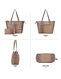 Dasein Bolsos de avestruz para mujer Bolsos de moda Bolso de hombro Asa superior Bolso 2 piezas con billetera a juego
