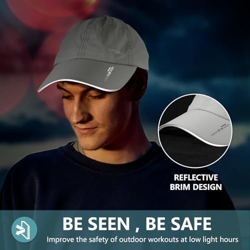 2 Pcs Baseball Cap Herren Damen, Schnelltrocknend Basecap Running Cap mit Reflektierende Krempe Unisex, Leichte Schildmütze Verstellbar Draußen Kappen Sonnenhut Golff Tennis Cappy Sommer Caps