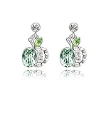 JingChow Jewelry Cute Studs Earrings with Swarovski Crystal Apple,women Accessories Ears Stud (Green) [Jewelry]
