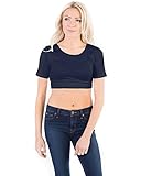 Halftee Crop Top - Women's Scoop Neck Short Sleeve Camisole - Comfortable Layering Top with Smooth Fit - Slimming to Plus Size Modest Tee Shirt