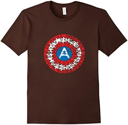 Men's Autism Awareness Captain Autism Superhero Shield T-Shirt 2XL Brown