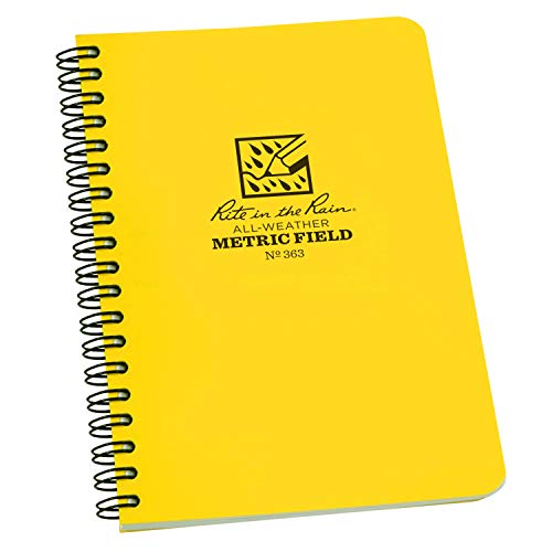Rite-in-the-Rain-All-Weather-Side-Spiral-Notebook-4-58-x-7-Yellow-Cover-Metric-Field-Pattern-No-363