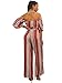 Glamaker Women's Sexy Off Shoulder 2 Pieces Outfits Jumpsuit Crop Tops and Pants Set M 4/6 Striped 3