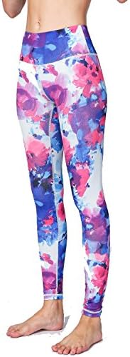 Mannerg Outdoor Quick-Drying Pants Fitness Printing Yoga Pants Slim Thin Trousers,Medium,Hk42FlowerBlue