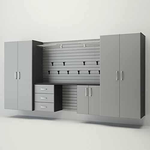 Flow Wall Dream Garage Modular Cabinet System, 7pc Jumbo Starter Workstation - Silver