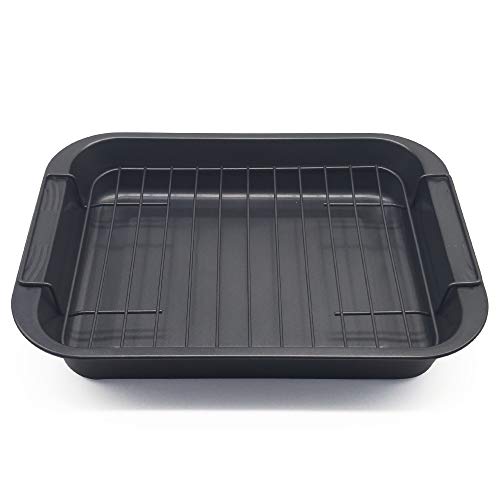 Brightalk Non-Stick Roasting Pan with Rack, 14.7" x 10.75" Carbon Roaster - Thumbnail 5
