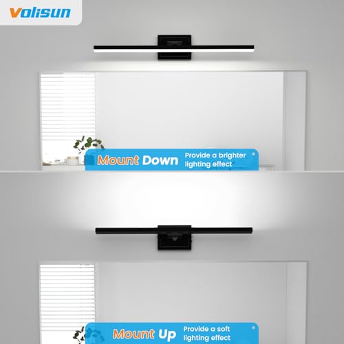 VOLISUN Modern Bathroom Vanity Light 31.5 inch, Rotatable, 18W Dimmable 5CCT Led Bathroom Light Fixture Over Mirror, Black Bar Vanity Light for Bathroom Mirror Cabinets-ETL Certificated