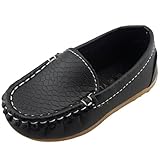 DADAWEN Boy's Girl's Slip-on Loafers Oxford Shoes Black US Size 9.5 M Toddler