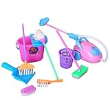 E-TING Miniature Mop Dust Pan, Brush, Broom, Bucket Doll Housework Cleaning Set 