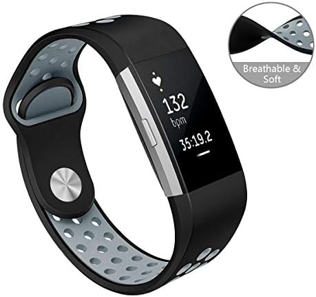 Hanlesi Fitbit Charge 2 Strap Bands, Sport Wrist Strap Fitness Accessories Adjustable Soft Silicone Replacement Straps Breathable for Fitbit Charge 2 Activity Wristband