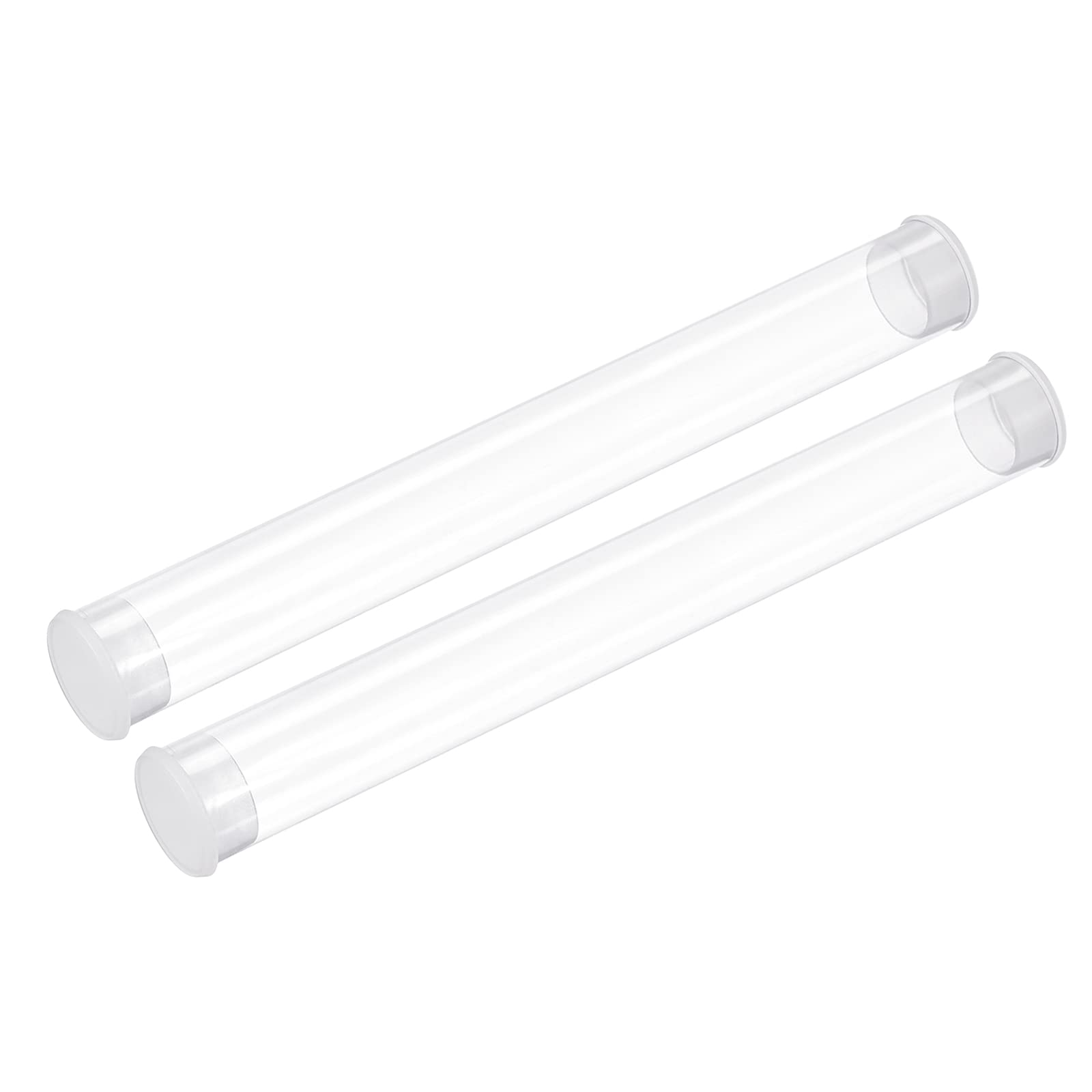 Photo 1 of PATIKIL Clear Rigid Tube Round Plastic Tubing with End Caps Polycarbonate Water Pipe, 305mm/ 12 Inch Length, 20mmx21mm/0.78"x0.82", 2 Set