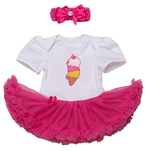 StylesILove Cute Character Baby Girl Holiday Birthday Party Tutu Dress Romper with Headband 2 pcs Outfit Set
