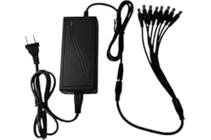Yuarisx Security Camera Power Supply Adapter AC100-240V to DC 12V 5A 60W Converter Transformer with 8-Way Power Splitter for 