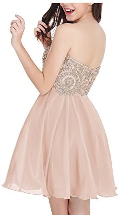Tina Vent Beautiful Women's Knee Length Strapless Evening Party Bridesmaid Dresses (Nude Pink,10)