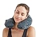 PUREFLY Soft Velvet Inflatable Travel Neck Pillow for Airplanes with Packsack