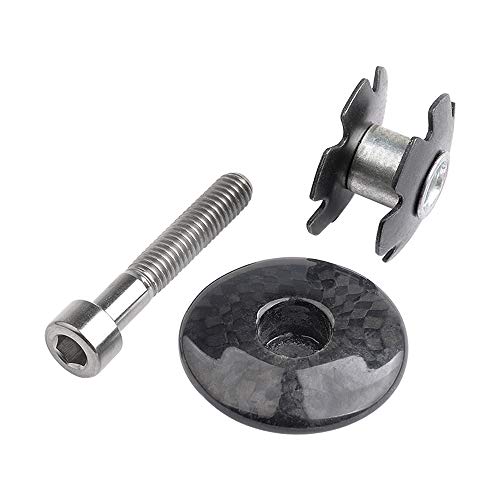Yaruijia Bicycle Headset Carbon Fiber Top Cap Star Nut Titanium Bolt for Fork 1-1/8 Inch(Glossy,Titanium)