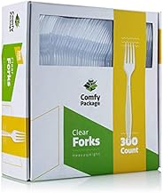 [300 Pack] Heavyweight Disposable Clear Plastic Forks
