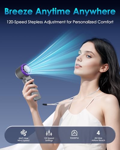 Marchpower Portable Mini Fan, 120 Speed Levels Silent Table Fan USB Rechargeable Foldable with Ice Cooling Function for Home Office Outdoor – Grey