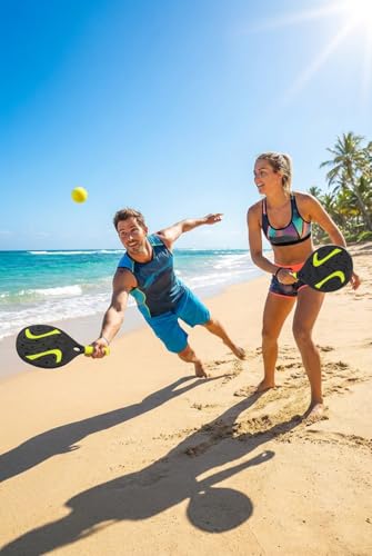 Pair of Beach Padel Beach Tennis Rackets with Soft Ball Set Wooden Rackets Sea, Beach Pool, Sea Garden, Beach Rackets Waterproof Water Resistant