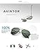 LUENX Aviator Sunglasses Polarized Men Women with Accessories Metal Frame UV 400 60MM (17-Grey Green, 60)