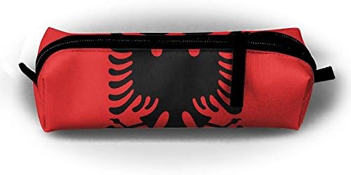 EWFBVa Durable Zipper Stationery Bag Flag Of Albania Big Capacity Pencil Case