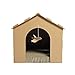 Furhaven Cardboard Cat House Gingerbread House, Cat Hideout Scratcher with Detachable Hanging Toys