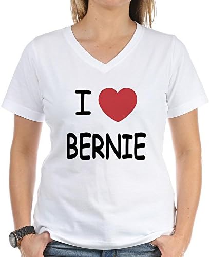 CafePress - I Heart BERNIE - Womens Cotton V-Neck T-shirt