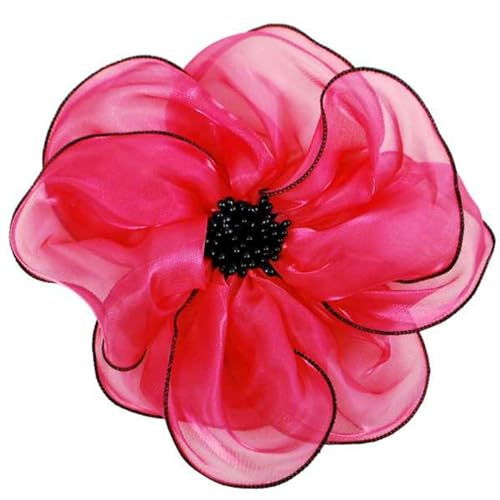 Expo International Lani Organza Flower Brooch Pin Hair Clip | Fuchsia