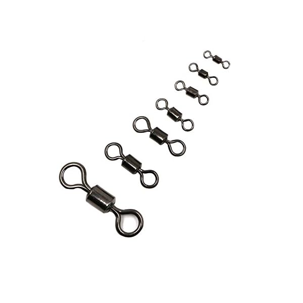 Threemart-Rolling-Barrel-Fishing-Swivel-Stainless-Steel-Black-Nickel-30Lb-to-350-Lb