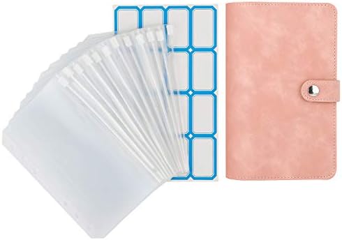 ファイルフォルダー Dadanism リングバインダー A6サイズ 6穴 Puレザー材質 ファスナーポケット付き ラベル付き ペンホルダー付き カードスロット付き 防水 不透明 多機能 オフィス用品 書類入れ ルーズリーフファイル ファイルケース システム手帳 あんこピンク Color