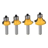 Bestgle Set of 4 Roundover Edging Router Bit Set 1/4-Inch Shank Woodworking Milling Cutter Tools, 5/16", 3/16", 1/4", 1/8" Radius