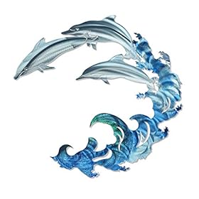 Next Innovations 3D Metal Wall Art - Dolphin Theme Beach Wall Art - Handmade in The USA for Use Indoors or Outdoors 41WO%2BoGuf L