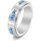 OIDIMS Blue Cat Rotating Spinner Fidget Ring for Women Luminous Stainless Steel Anxiety Free Inspiration Relief Stress Middle Finger Rings Lovely Animal Fashion Jewelry Gifts Birthday Christmas