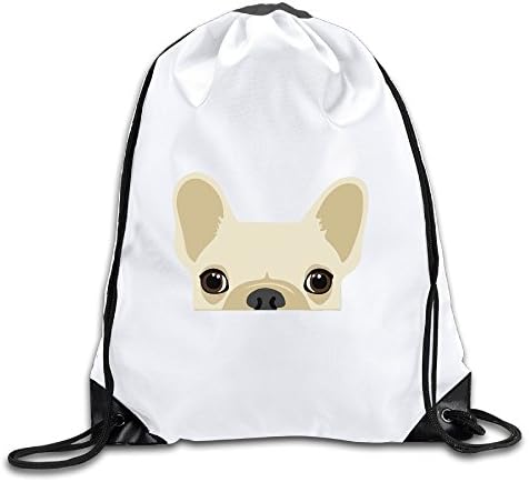 Funny French Bulldog Print Drawstring Shoulder Bag White Unisex