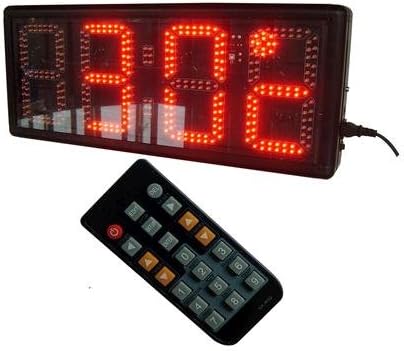 GOODRELIISH LED Semi-outdoor LED Clock Time Date Temperature Sign 8" High Character IR Remote Control Digital Wall Clock
