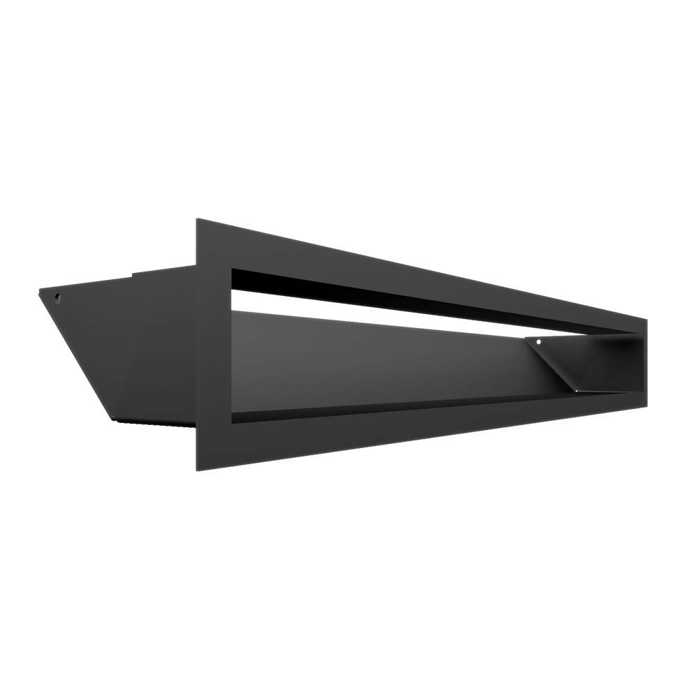 KRATKI ventilation grille AIR | Warm air grille 9 x 60 cm | Black | Exhaust grille for chimney ventilation | Air intake at a 45 degree angle | overheating resistant | Ideal for modern interiors