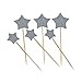 Glorious Year Silver Star Cake Toppers Kids Birthday Party Baby Shower Cupcake Decorations 36pcs