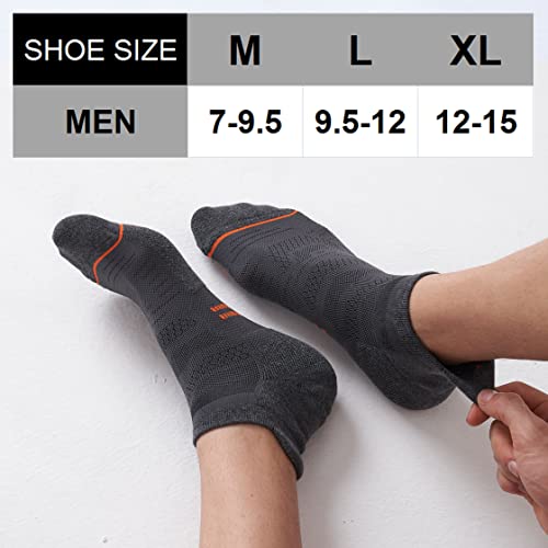 CelerSport 6 Pack Men's Running Ankle Socks with Cushion, Low Cut