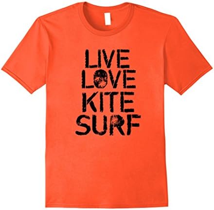 Men's Kitesurfing T Shirt Live Love Kitesurf Medium Orange