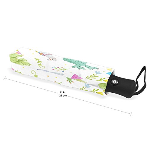 Naanle Alpaca Llama Cactus Flag Mountain Leaves Auto Open Close Foldable Umbrella