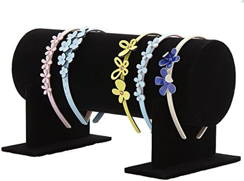 Glitterymall Black Color Velvet Separate Detachable Jewelry Headband Hair Hoop Hairband Hair Clasp Holder Display Stand Rack Organizer