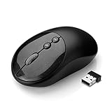 2.4G Wireless Mouse - Seenda Noiseless Ergonomic Optical Mice with Nano Receiver, Adjustable DPI 800/1200/1600 for PC, Laptop, Tablet, Computer, Mac (Black)