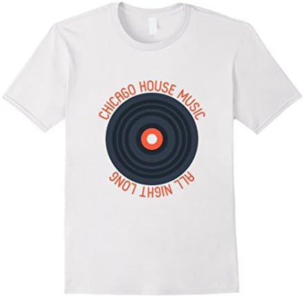 Mens Chicago House Music All Night Long T Shirt Record Vinyl Large White
