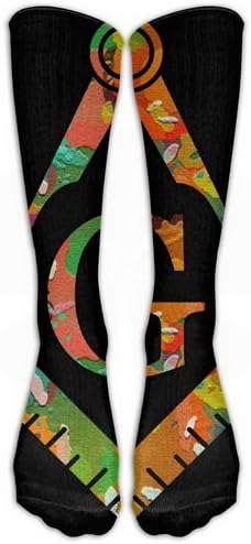 Freemason Graffiti Stockings Long Tube Socks,Great Quality Sports Soccer Football Socks Thanksgiving Christmas Gifts For Women Men Teens One Size 1 Pair By Uxjam
