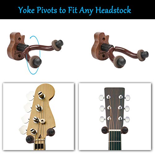 Guitar Ukulele Wall Mount Hanger - 2 Pack Hook Holder for Ukulele, Bass, Electric, Acoustic, Banjo and other String Instrument by Jamver