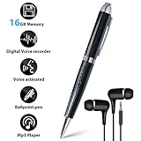 16GB Digital Voice Recorder, Anthter Voice Activated Recorder with Playback Function, Noise Reduction Audio, USB Rechargeable, Portable Mini Tape Dictaphone Perfect for Meetings Classes Interviews