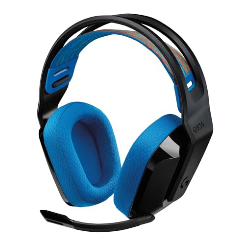 Logitech G G535 Lightspeed Wireless Gaming Headset - Leichter On-Ear-Kopfhörer, Mikrofon stummschaltbar, 33 Stunden Akkulaufzeit, kompatibel mit PS5, PS4, PC, USB-C wiederaufladbar - Schwarz,Blau